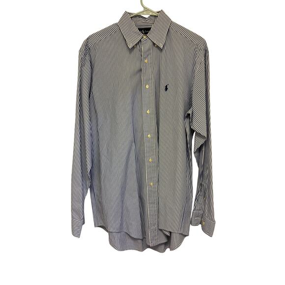 Ralph Lauren Yarmouth 100% Cotton Pinpoint Oxford Button Down Striped Shirt - Picture 1 of 5